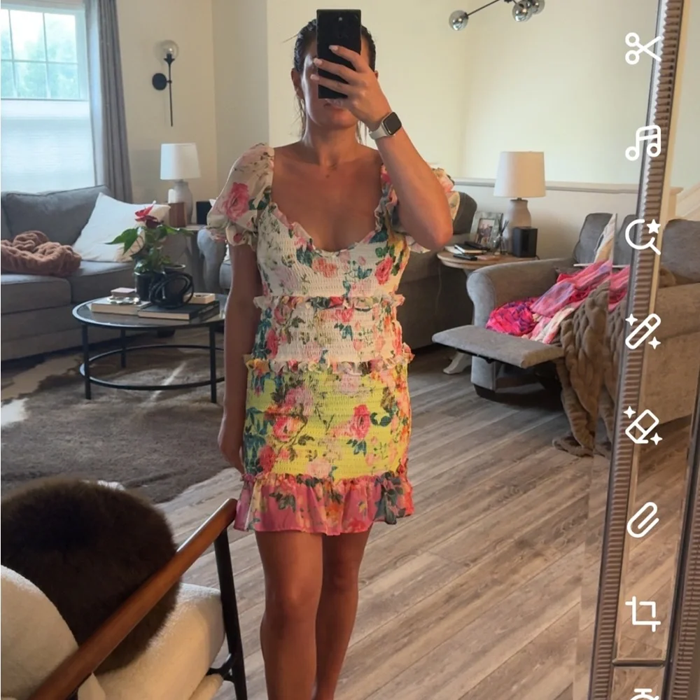 FLORAL RUCHED DRESS - Picture 3 of 5